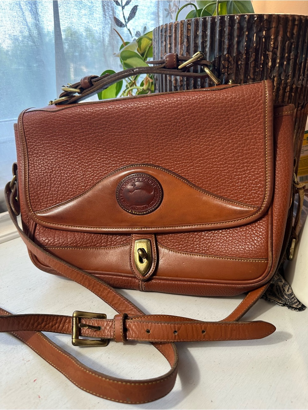 Dooney & Bourke Chestnut Brown Leather Shoulder Satchel Top Handle - Picture 10 of 14